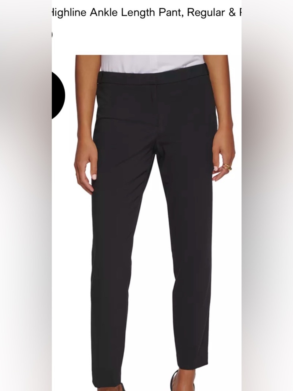 Calvin Klein Black Highline Pants Ankle Length Pant, Regular Size 12